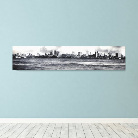  NYC Skyline Panoramic Foto (1902) Canvas Afdruk (Insitu (Houten vloer))