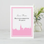 NYC Skyline Pink Silhouette 2 DIY Bachelorette Kaart (Staand voorkant)