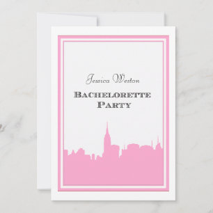 NYC Skyline Pink Silhouette 2 DIY Bachelorette Kaart