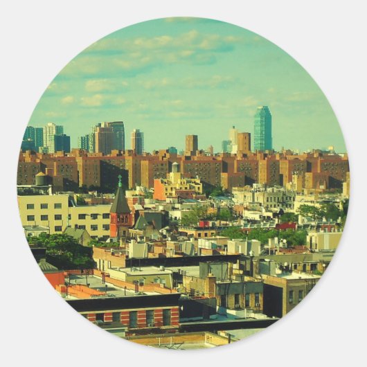 NYC Skyline ronde sticker (Voorkant)