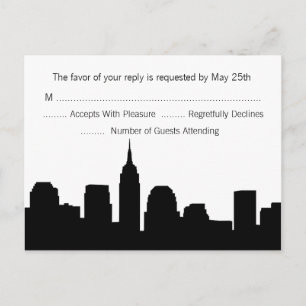 NYC Skyline RSVP Briefkaart - Zwart