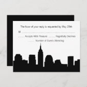 NYC Skyline RSVP Briefkaart - Zwart (Voorkant / Achterkant)