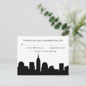 NYC Skyline RSVP Briefkaart - Zwart (Staand voorkant)