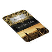 NYC Skyline Sepia B5 Blk Rib Damask Save the Date Magneet (Rechterzijde)