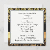NYC Skyline Sepia B5 Blk Rib Damask Wedding Invite Kaart (Achterkant)