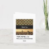 NYC Skyline Sepia B5 Zwarte Rib Damast Bedankt (Achterkant)