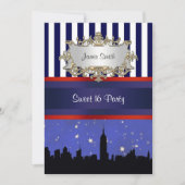 NYC Skyline SIL Blue Sky2 Blue Wht Strp Sweet 16 V Kaart (Voorkant)