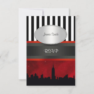 NYC Skyline Sil Red Sky Blk Whrepe P RSVP