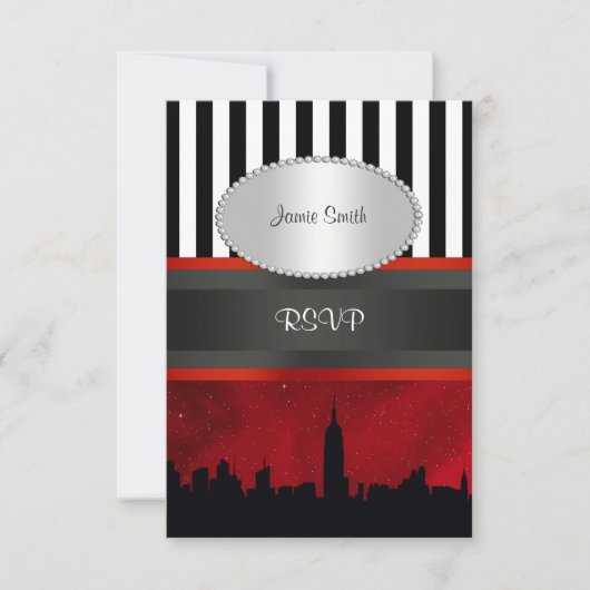 NYC Skyline Sil Red Sky Blk Whrepe P RSVP Kaartje (Voorkant)