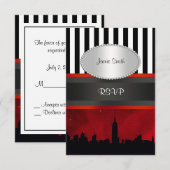 NYC Skyline Sil Red Sky Blk Whrepe P RSVP Kaartje (Voorkant / Achterkant)