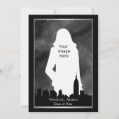 NYC Skyline Silh BW ESB Chrys #2 Foto Afstuderen Kaart (Voorkant)