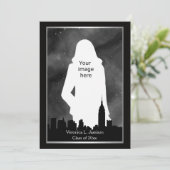 NYC Skyline Silh BW ESB Chrys #2 Foto Afstuderen Kaart (Staand voorkant)