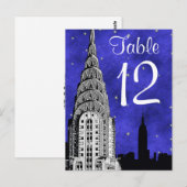NYC Skyline Silhouet Blauw Sterrentafel Nummer Briefkaart (Voorkant / Achterkant)