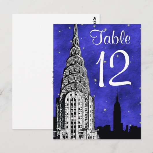 NYC Skyline Silhouet Blauw Sterrentafel Nummer Briefkaart (Voorkant / Achterkant)