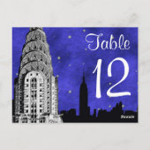 NYC Skyline Silhouet Chry Blu Stry Tafelnummer (Achterkant)