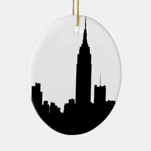 NYC skyline silhouet, emp st bldg #1 Keramisch Ornament (Rechts)