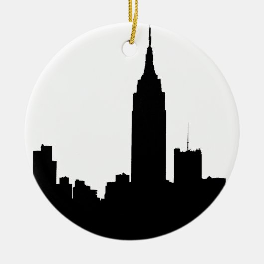 NYC skyline silhouet, emp st bldg #1 Keramisch Ornament (Voorkant)