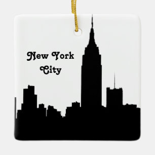 NYC Skyline Silhouet, EMP State BLDG #1 T Keramisch Ornament