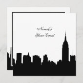 NYC Skyline Silhouet, ESB #1 BW SQ2 Party Invite Kaart (Voorkant / Achterkant)