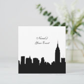 NYC Skyline Silhouet, ESB #1 BW SQ2 Party Invite Kaart (Staand voorkant)