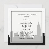 NYC Skyline Silhouet, ESB #1 BW SQ2 Party Invite Kaart (Achterkant)