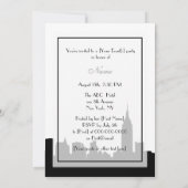 NYC Skyline Silhouet, ESB #1 BW V2 Party Invite Kaart (Achterkant)