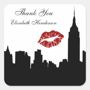 NYC skyline silhouet, ESB #1 kus Vierkante Sticker