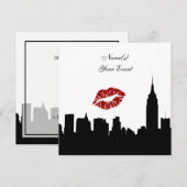 NYC Skyline Silhouet Kiss ESB #1 SQ Party Invite Kaart (Voorkant / Achterkant)