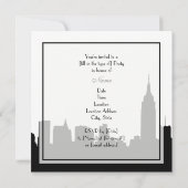 NYC Skyline Silhouet Kiss ESB #1 SQ Party Invite Kaart (Achterkant)
