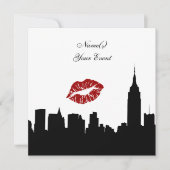 NYC Skyline Silhouet Kiss ESB #1 SQ Party Invite Kaart (Voorkant)