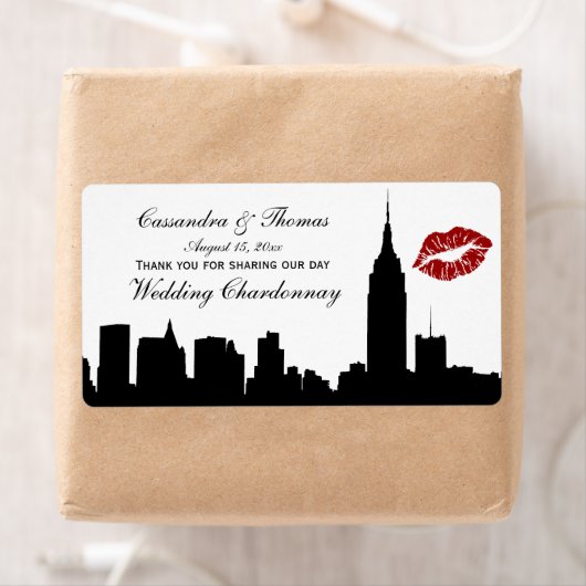 NYC Skyline Silhouet, Kiss ESB #1H BW Wijnlabel Etiket (Insitu)