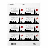 NYC Skyline Silhouet, Kiss ESB #1H BW Wijnlabel Etiket (Full Sheet)