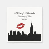 NYC skyline silhouet, kus ESB #1 BW bruiloft Servetten (Voorkant)