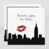 NYC skyline silhouet, kus ESB #1 BW bruiloft SQ Kaart (Voorkant / Achterkant)