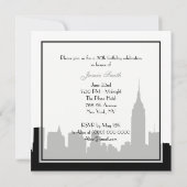 NYC skyline silhouet, kus ESB #1 BW verjaardag SQ Kaart (Achterkant)