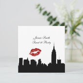 NYC skyline silhouet, kus ESB #1 BW zoet 16 SQ Kaart (Staand voorkant)