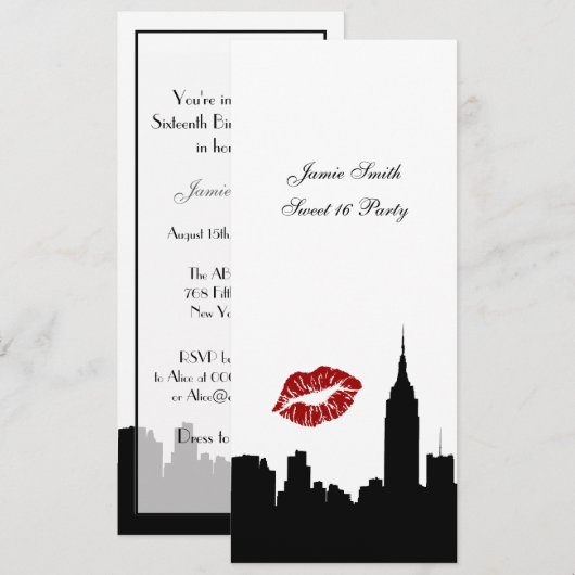 NYC skyline silhouet, kus ESB #1 BW zoet 16 VV Kaart (Voorkant / Achterkant)