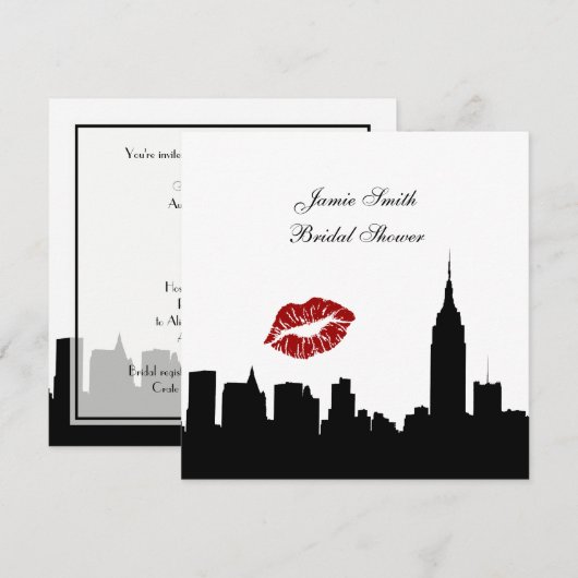 NYC skyline silhouet, kus ESB Vrijgezellenfeest SQ Kaart (Voorkant / Achterkant)