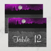 NYC skyline silhouet maan Paarse tafel nummer Briefkaart (Voorkant / Achterkant)