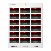 NYC Skyline Silhouet Moon Red H Adresetiketten Etiket (Full Sheet)