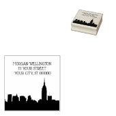 NYC Skyline Silhouet Retouradres Rubberstempel (Gestempeld)