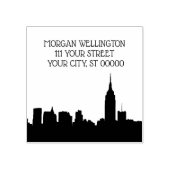 NYC Skyline Silhouet Retouradres Rubberstempel (Afrduk)