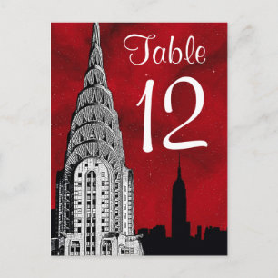 NYC Skyline Silhouet Rood Sterrentafelnummer Briefkaart