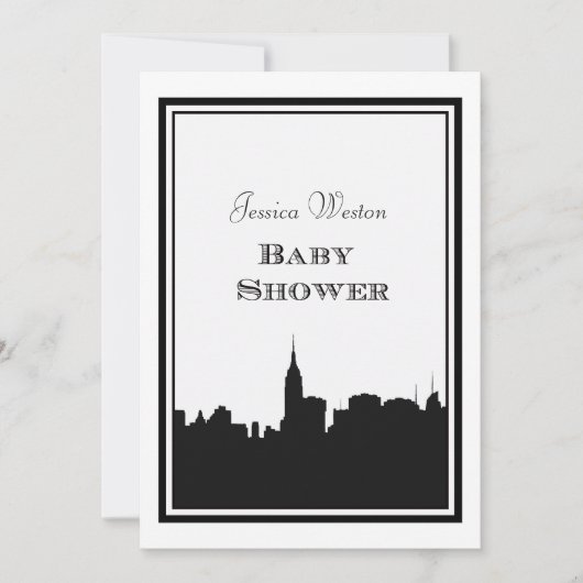 NYC Skyline Silhouette #2 DIY Baby shower Kaart (Voorkant)