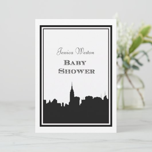 NYC Skyline Silhouette #2 DIY Baby shower Kaart (Staand voorkant)