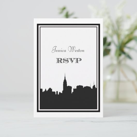 NYC Skyline Silhouette #2 DIY RSVP (Staand voorkant)