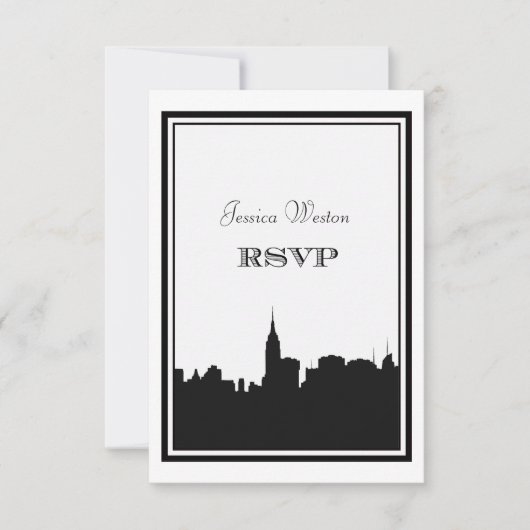 NYC Skyline Silhouette #2 DIY RSVP Kaartje (Voorkant)