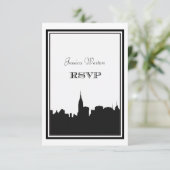 NYC Skyline Silhouette #2 DIY RSVP Kaartje (Staand voorkant)