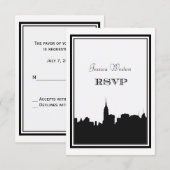 NYC Skyline Silhouette #2 DIY RSVP Kaartje (Voorkant / Achterkant)
