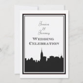 NYC Skyline Silhouette #2 DIY Wedding Invite Kaart (Voorkant)